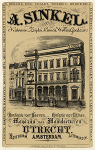 807538 Afbeelding van een affiche van het warenhuis ( magazijn van manufacturen ) van A. Sinkel (Oudegracht G 11/15) te ...